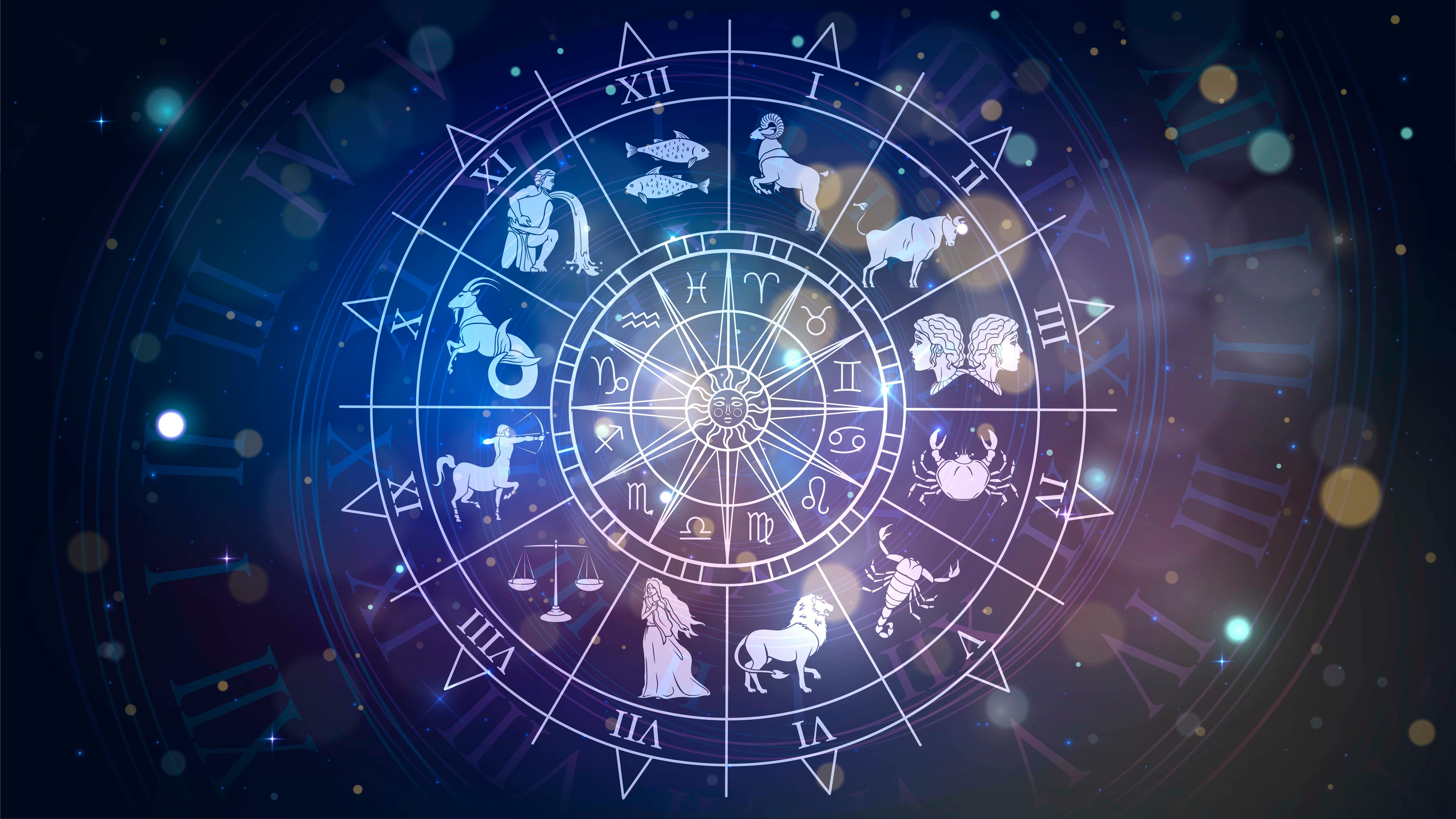 Decorative image representing astrology, such as a night sky, star chart, or astrolabe